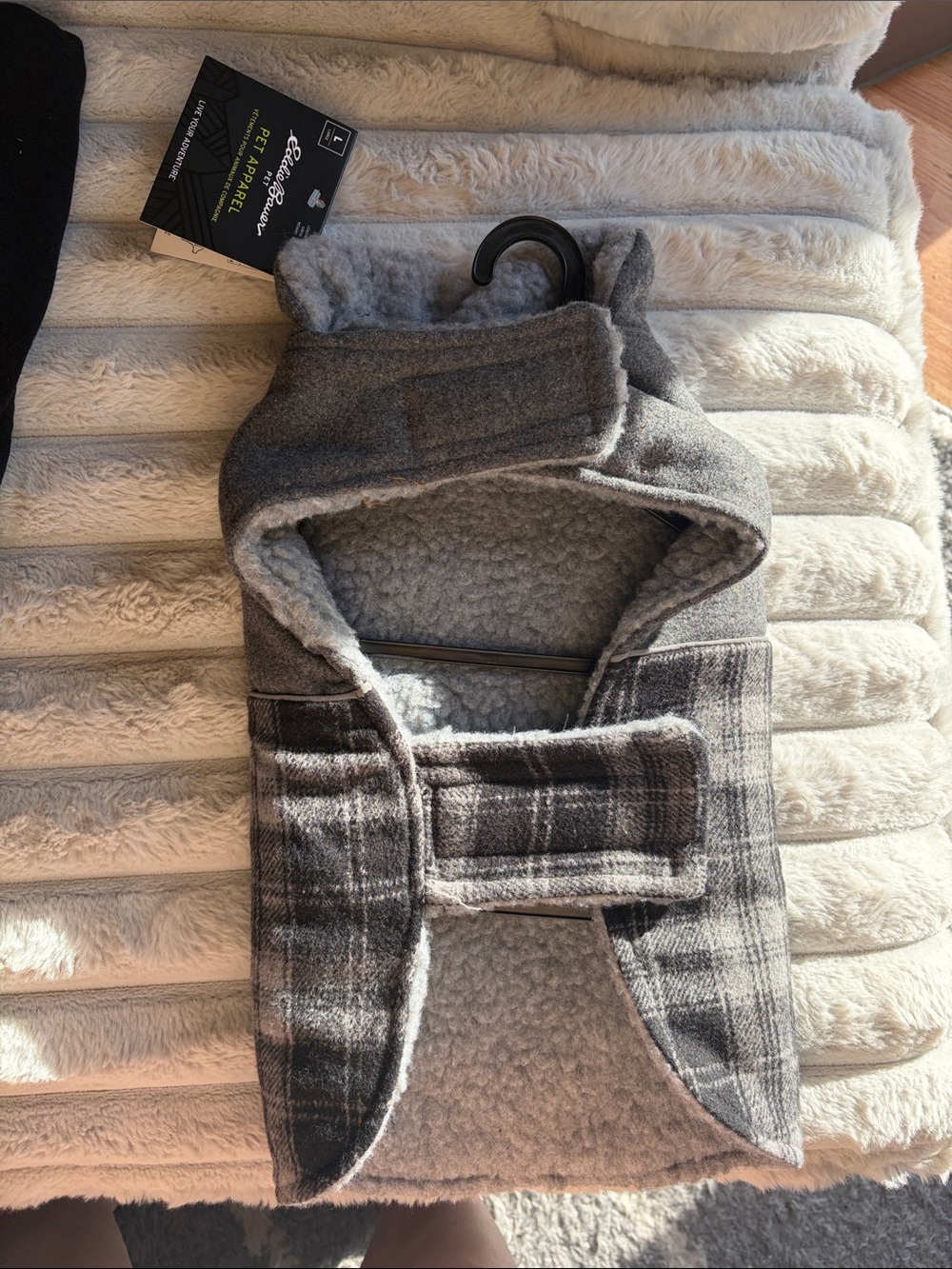 Cozy Eddie Bauer Gray Sherpa-Lined Pet Hoodie - Large